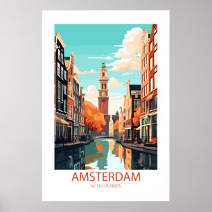 Affiche Amsterdam Pays-Bas célèbres lieux de voyage