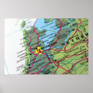 Affiche Amsterdam, Pays-Bas Map