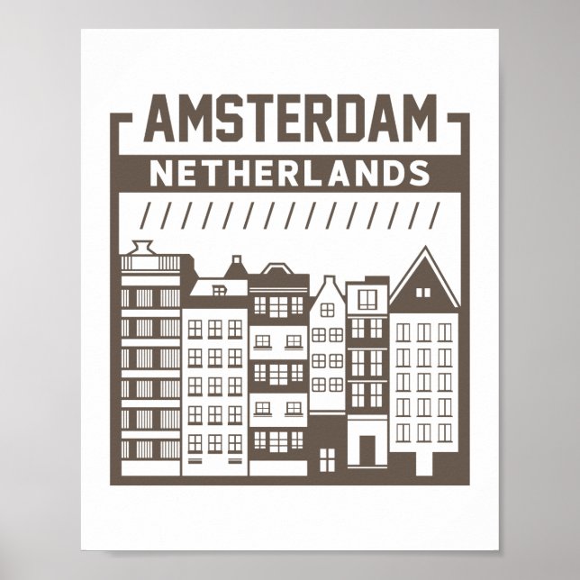 Affiche Amsterdam Pays-Bas Paysage Urbain Vintage (Devant)