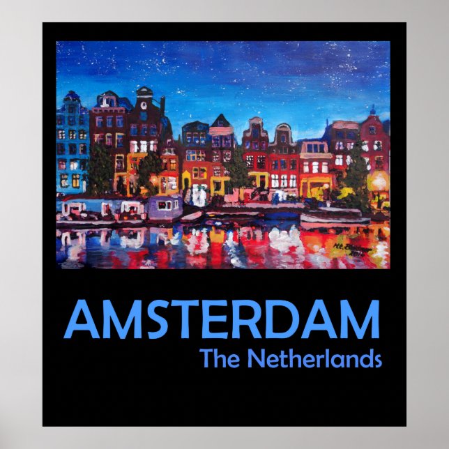Affiche Amsterdam Pays-Bas Retro Travel (Devant)