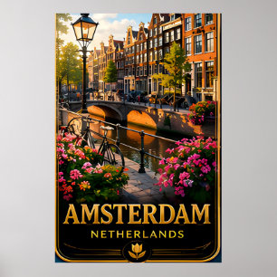 Affiche 📍 Amsterdam Pays-Bas Souvenir de Voyage Pour Tour