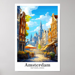 Affiche Amsterdam Pays-Bas Vintage voyage Portrait