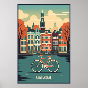 Affiche Amsterdam, Pays-Bas, Voyage