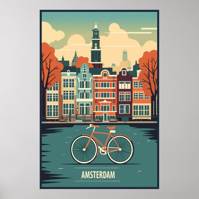 Affiche Amsterdam, Pays-Bas, Voyage (Devant)