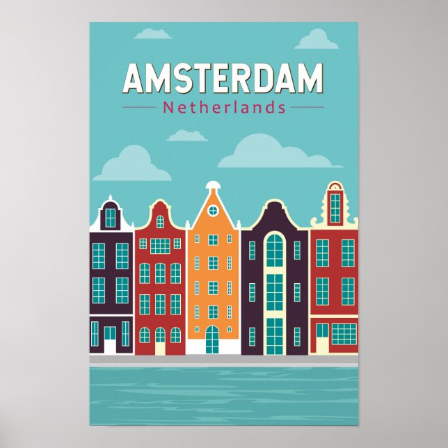 Affiche Amsterdam Pays-Bas Voyage Art Vintage (Devant)