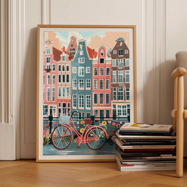 Affiche Amsterdam Print Amsterdam Illustration Amsterdam  (Créateur téléchargé)