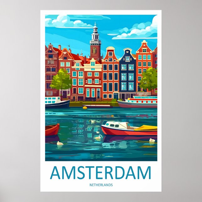 Affiche Amsterdam Ski National Voyage 2Vintage Par (Devant)