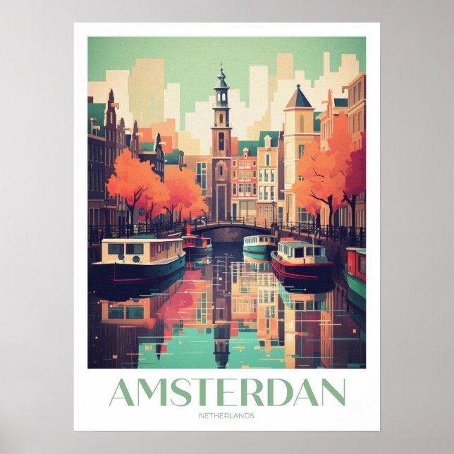 Affiche Amsterdam Travel Print Wall Art (Devant)