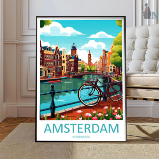 Affiche Amsterdam Travel Print Wall Art Amsterdam Wall Han