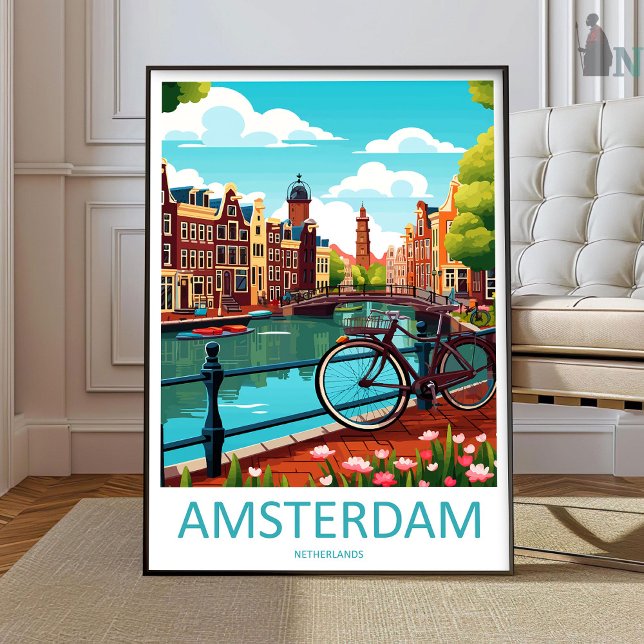 Affiche Amsterdam Travel Print Wall Art Amsterdam Wall Han (Créateur téléchargé)