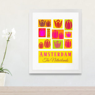 Affiche Amsterdam Tulips Pays-Bas Holland