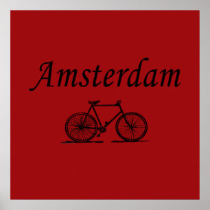 Affiche Amsterdam vélo rétro