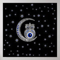 Amulet des yeux maléfiques - Chouette sur la lune