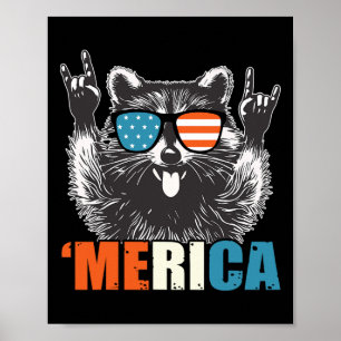 Affiche Amusant 4 juillet America Party Dans Le Raccoon Am
