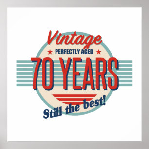Affiche Amusant 70e anniversaire Vieux mode