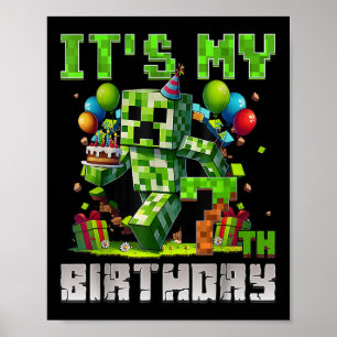 Affiche Amusant 7 ans 7e anniversaire Pixel Art Gamer Boys