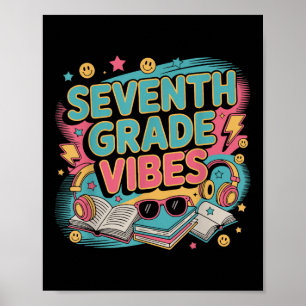 Affiche Amusant 7e année Vibes Retour à l'école Enseignant