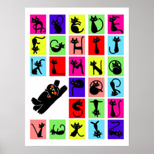 Affiche Amusant ABC Black Cat Alphabet