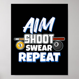Affiche Amusant Aim Pool Joueur Billard cadeau