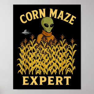Affiche Amusant Alien Corn Maze Expert Automne Enfants Hal