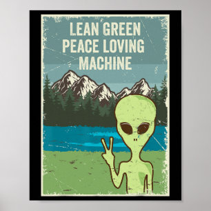 Affiche Amusant Alien Vit En Paix Nature Lover Retro Earth