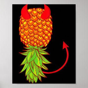 Affiche Amusant amateur de fruits d'ananas à l'envers
