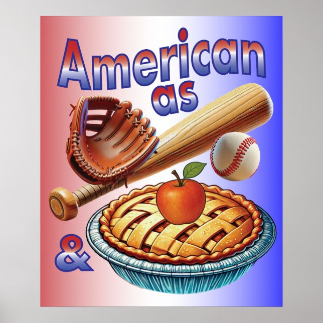 Affiche Amusant américain comme Baseball & Pomme Pie (Devant)