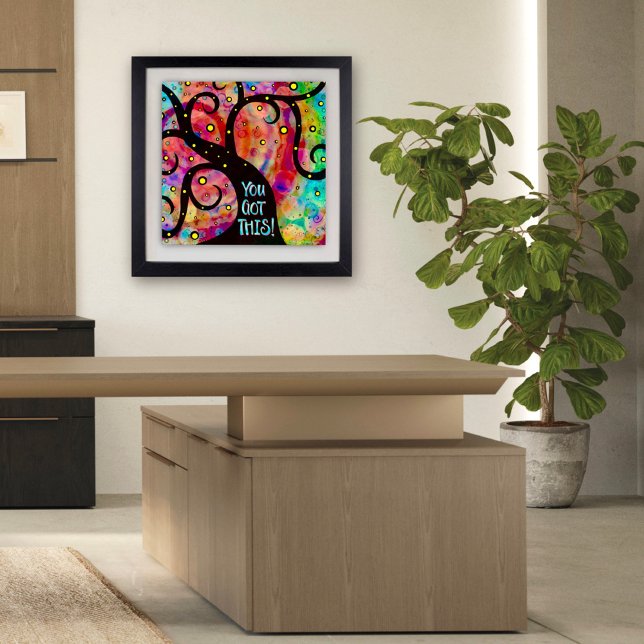 Affiche Amusant Arbre coloré gai classe (Colorful You Got This Whimsical Tree poster by Inspirivity)