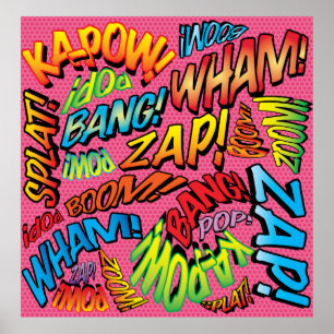 Affiche Amusant Art Pop Livre de Bande Dessinée Rétro Sons