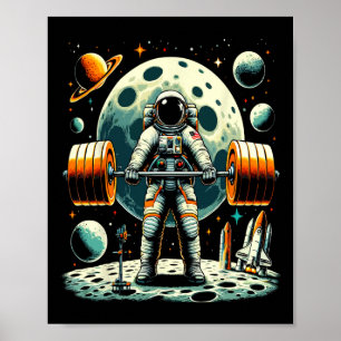 Affiche Amusant Astronaut Spaceman Poids Fitness Gym