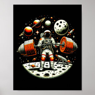 Affiche Amusant Astronaut Spaceman Poids Fitness Gym