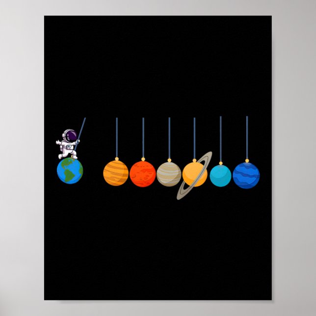 Affiche Amusant astronaute planètes de neige Mens de scien (Devant)