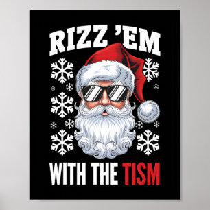 Affiche Amusant Autisme Rizz Em Avec Tism Père Noël Noël