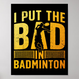 Affiche Amusant Badminton Design Pour Hommes Femmes Enfant