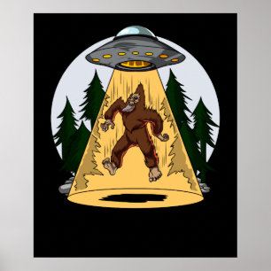Affiche Amusant Bigfoot Alien Enlèvement espace OVNI