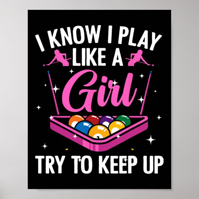 Affiche Amusant Billard Conception Pour Femmes Filles Pool (Devant)