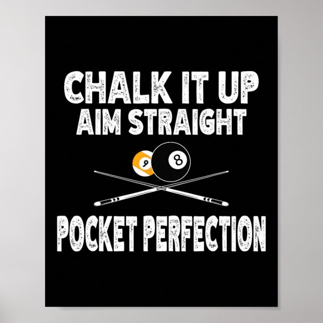 Affiche Amusant Billard Pool Aim Pocket Perfectio Droit (Devant)