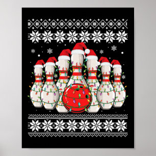 Affiche Amusant bowling de Noël moche pull bowling