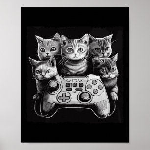 Affiche Amusant Cat Video Game Controller Squad