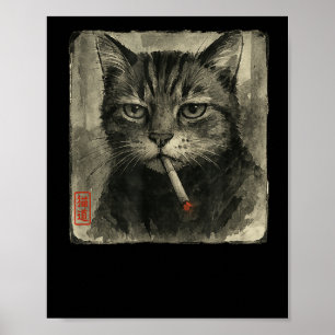 Affiche Amusant Chat triste Fumer Cigarette Mème Lover Sum