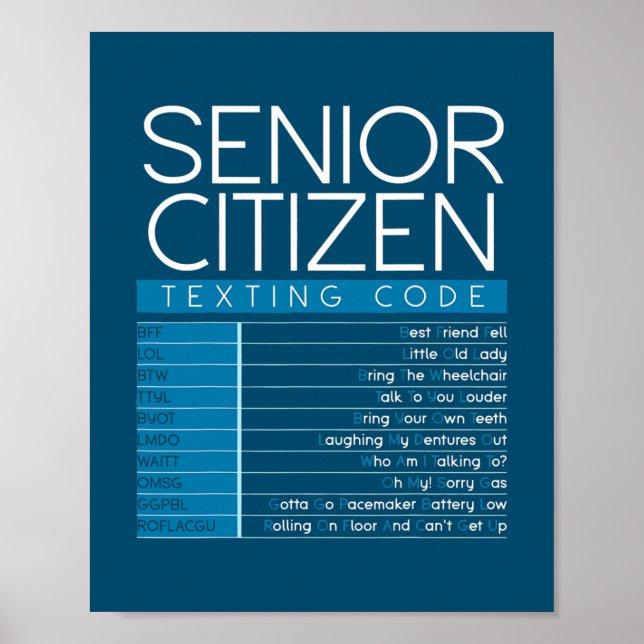 Affiche Amusant citoyen âgé Code de Textes Cool grand-père (Devant)