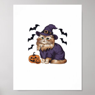 Affiche Amusant Citrouille Chat Sorcière Costume Perse Cha