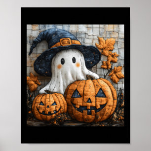 Affiche Amusant Citrouille fantôme mignon Halloween Patchw