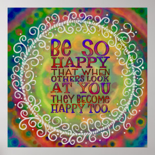 Affiche Amusant Colorful ‘Be Happy’ Inspirational Classroo