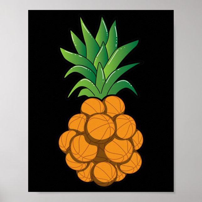 Affiche Amusant cool de basket-ball conception ananas - ar (Devant)