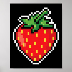 Affiche Amusant Costume d'Halloween Pixel fraise 80s
