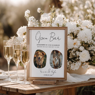 Affiche Amusant Cute Pet Photo Open Bar Menu Mariage Sign