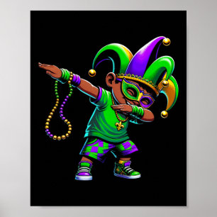 Affiche Amusant Dabbing Boy Mardi Gras Carnival Parade Boy