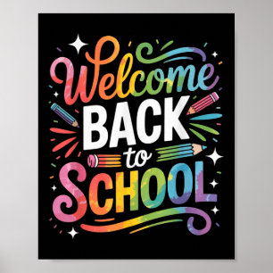 Affiche Amusant de retour à l'école arc-en-ciel enseignant