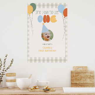 Affiche Amusant d'être UN Vert Gingham Bienvenue pour 1er 